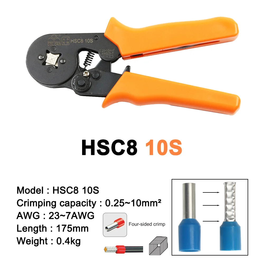 HSC8 6-6 HSC8 6-4 мини-типа саморегулируемые обжимные плоскогубцы 0,25-6 мм 6-16 мм мульти инструменты руки плоскогубцы Топ бренд LUBAN - Цвет: 10S