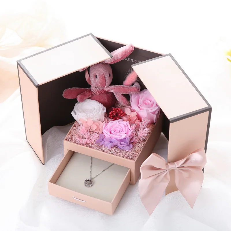 Wrapping Gift Case Gift Box Foldable Flower Box Living Room Wedding Portable Beautiful jewelry box With the bag