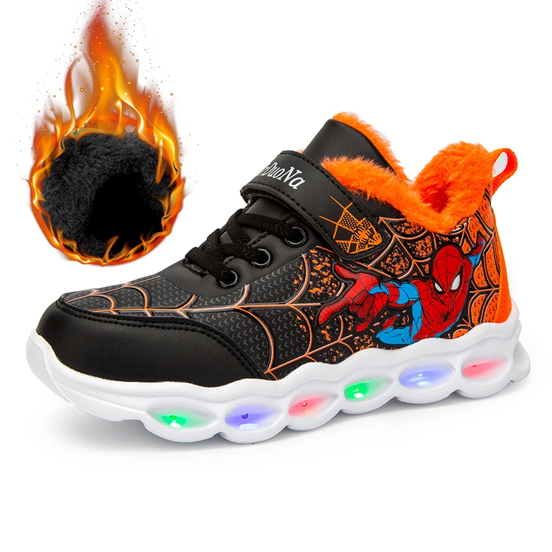 

Cartoon Fashion Spider man boys Kids Shoes with Light Air Mesh Children Luminous Sneakers Boy Girl Led Light Sport Shoes 25-35