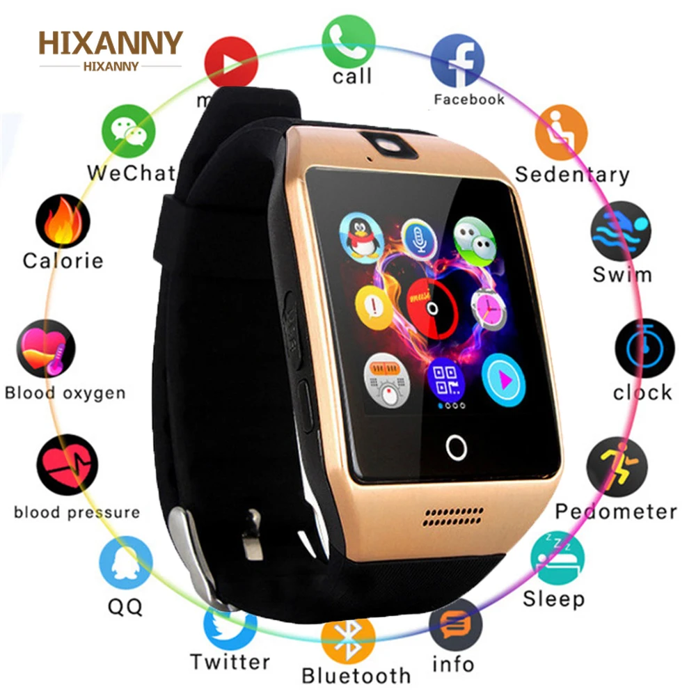 

New Bluetooth Smart Watch Q18 Fitness Tracker Touch Screen Support APP Download TF Sim Card Camera Dial /Call for Android Phone