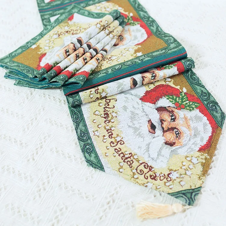 Рождественский Настольный коврик-дорожка скатерть Рождественский Флаг украшения для домашней вечеринки гобелен Санта Клаус Красные ковровые дорожки на стол для свадьбы
