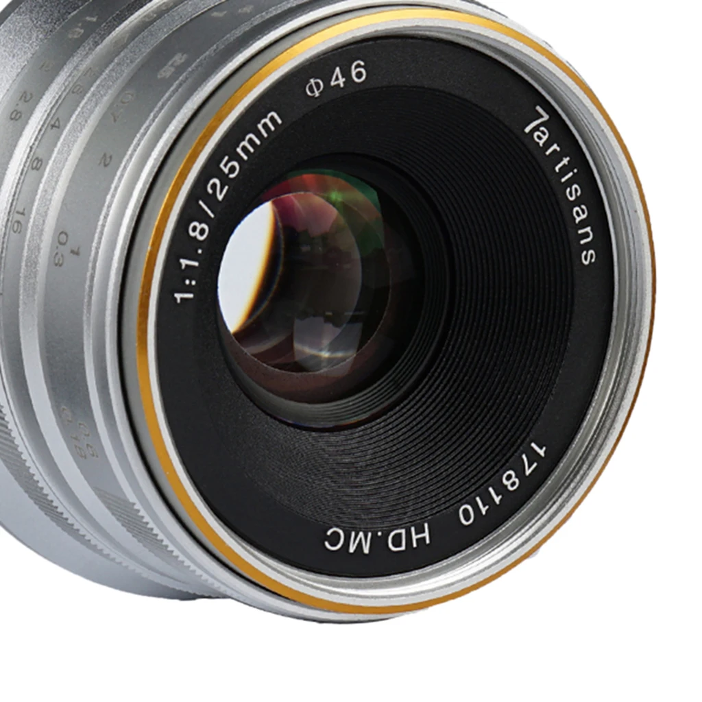 

25mm F1.8 M43 Manual Focus Lens for Olympus Micro Single Cameras, Silver