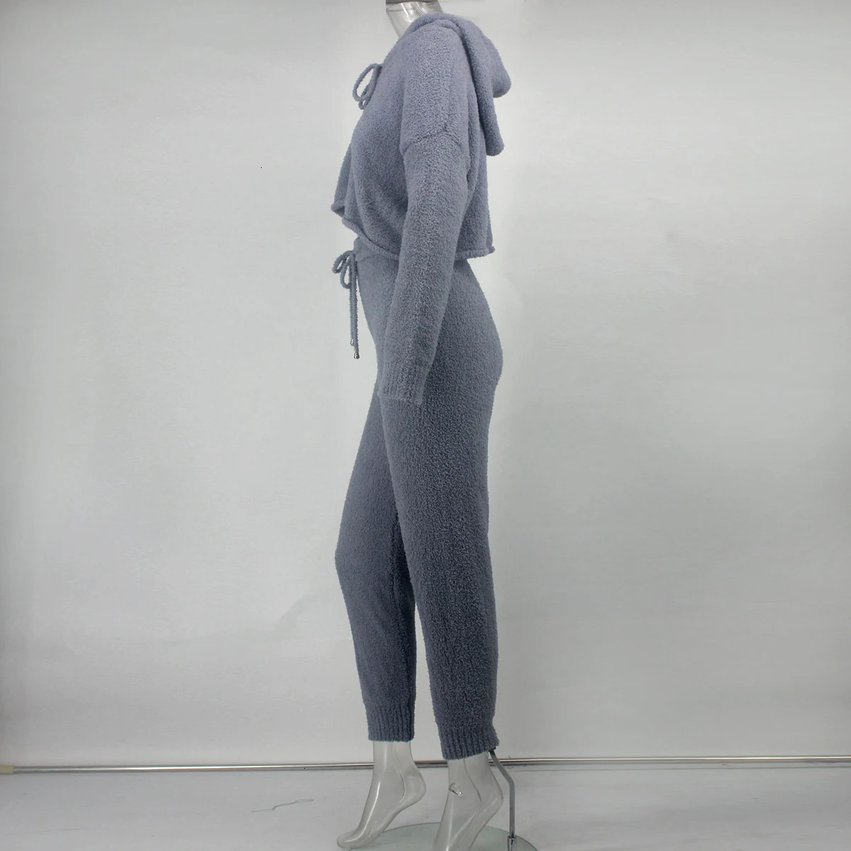 Dressmecb/свитер комплект из двух предметов, укороченный топ с капюшоном и длинные штаны повседневные Женский комплект 2 шт. г. Aumntun зимняя одежда