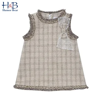 

Humor Bear Girls Dress Autumn Winter 2020 Brand NEW Plaid Bow Lace Fashion Dress Party Princess Baby Kids Children's Clothing