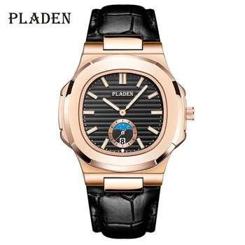 

PLADEN Fashion Men Watches Top Brand Business Leather Watch For Male Casual Style Classic Design Quartz Clock Relogio Masculino