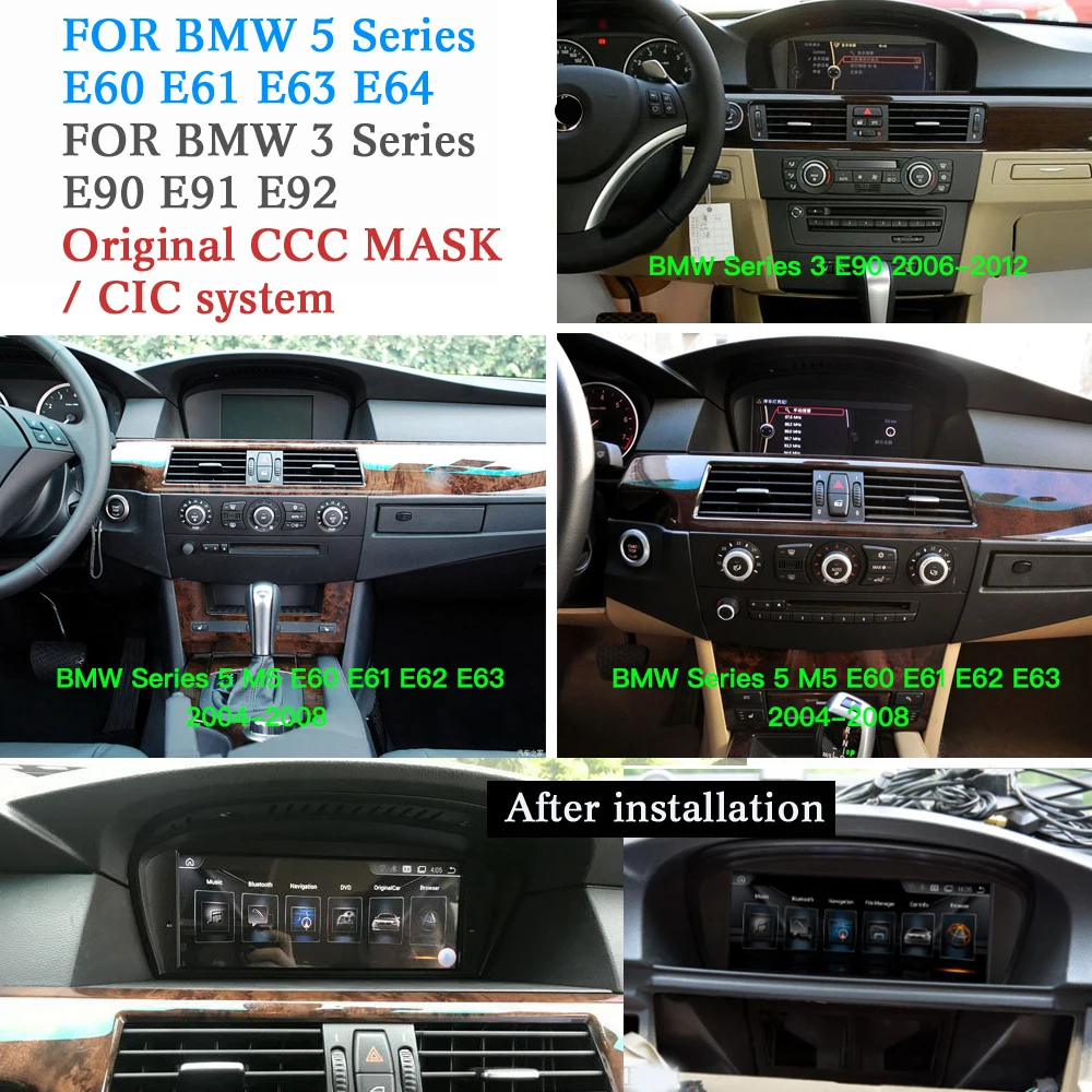 Discount MirrorLink Android 9.0 Car Multimedia Player Bluetooth Navigation Car Radio 1 Din Stereo DVD For BMW E60 E61 E63 E64 E90 E91 E92 3