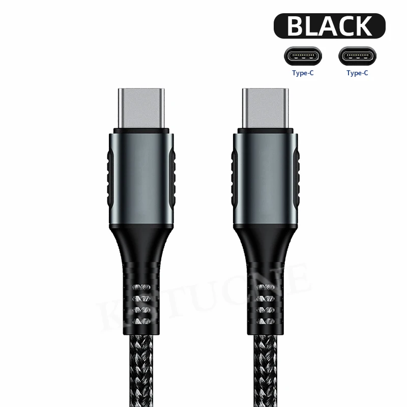 Кабель KSTUCNE usb type-C-USB C для samsung S9 Oneplus 7 Pro Quick Charge 3,0 USBC PD быстрое зарядное устройство USB-C кабель type-C - Цвет: Черный