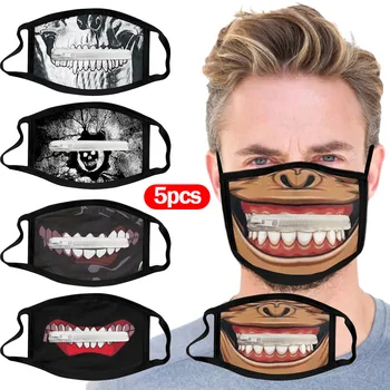 

Fast deliver 5PCS Protective Washable Mask Men & Women Reusable Zipper Mask Easy to Drink Halloween printing Personalized 20724