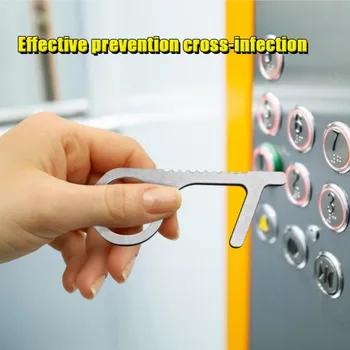 

5pcs No Touch Safety Door Opener Safety Protection Brass Key Door Opener Elevator Key Rings 2020