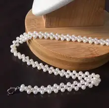

Artificial farming Real Pearl Necklace Freshwater Pearl Necklace Necklace Fairy Style Hand-Woven jewelry