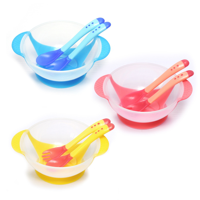 3sets Baby Bowl Training Bowl Spoon Tableware Set Dinner Learning Dishes with Suction Cup Children Training Dinnerware
