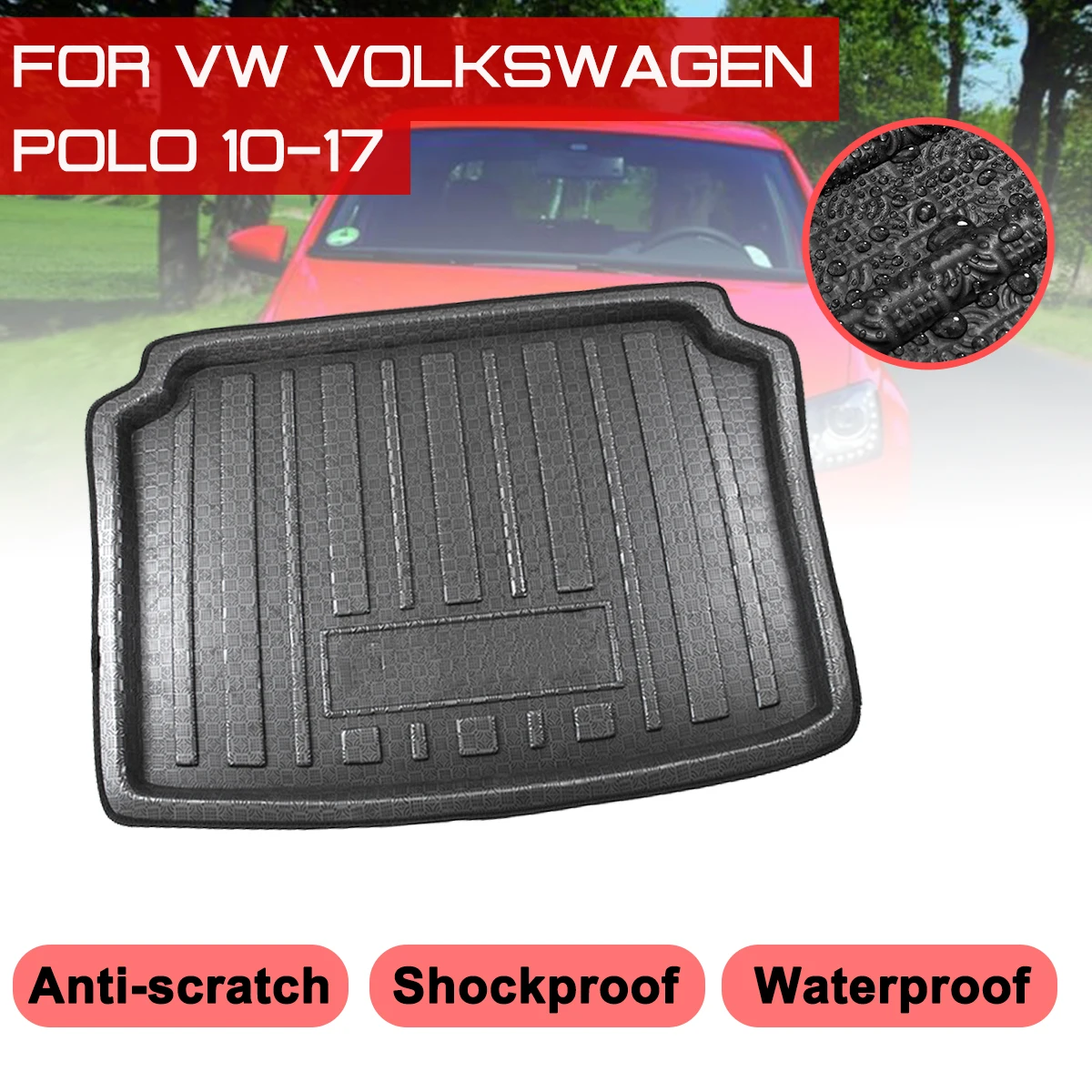 Car Rear Trunk Boot Mat For VW Volkswagen Polo 2010 2017 Waterproof