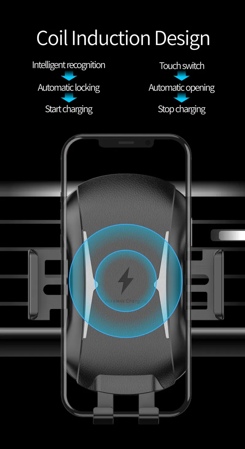 VIKEFON Qi автомобильное Быстрое беспроводное зарядное устройство для iPhone 11 Pro XS 7,5 Вт 10 Вт автоматическое автомобильное беспроводное зарядное устройство для samsung S9 10 держатель телефона