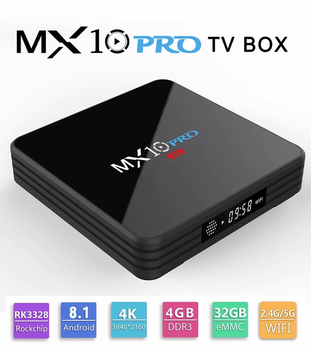 MX10 PRO tv Box RK3328 Android 8,1 4 Гб ОЗУ 32 Гб ПЗУ с цифровым дисплеем телеприставка 2,4G 5G WiFi медиаплеер BT4.1 поддержка