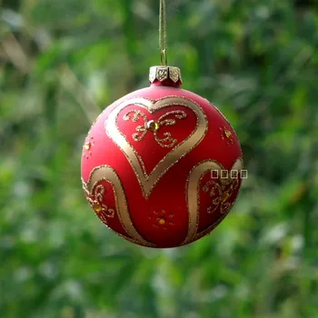 

Diameter=8cm Red Painting Glass Globe Hotel School Window Wedding Decoration Glass Ball Christmas Day Pendant