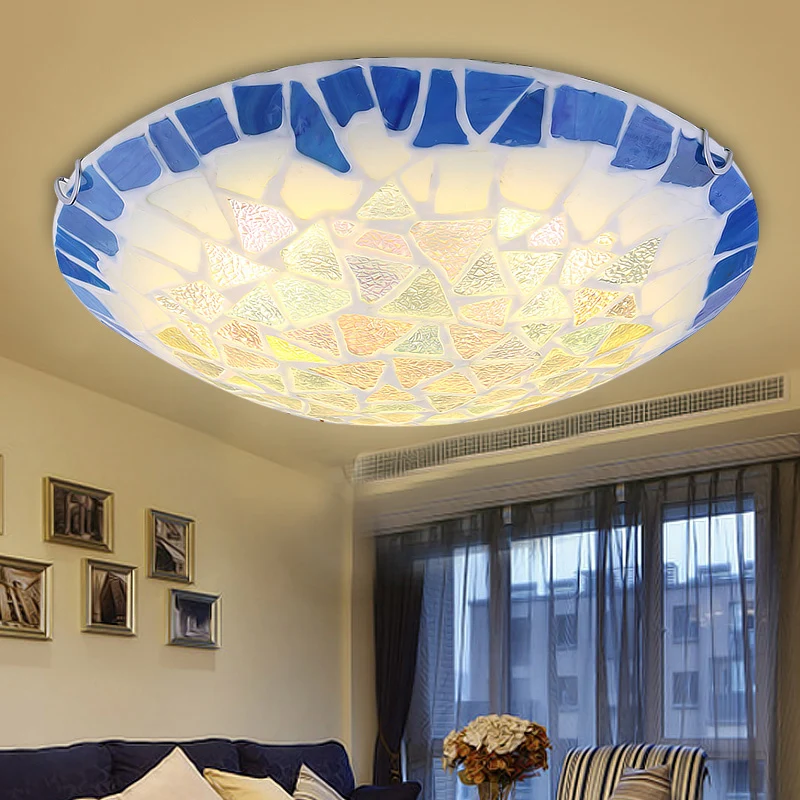 

Mediterranean suction dome light circular modern LED bedroom lamp garden style living room dining room lighting Tiffany