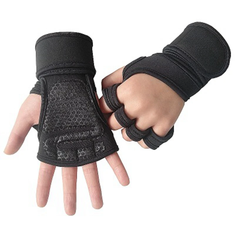 Gym Fitness Gloves Hand Palm Protector with Wrist Wrap Support Crossfit Workout Bodybuilding Power Weight Lifting (3)