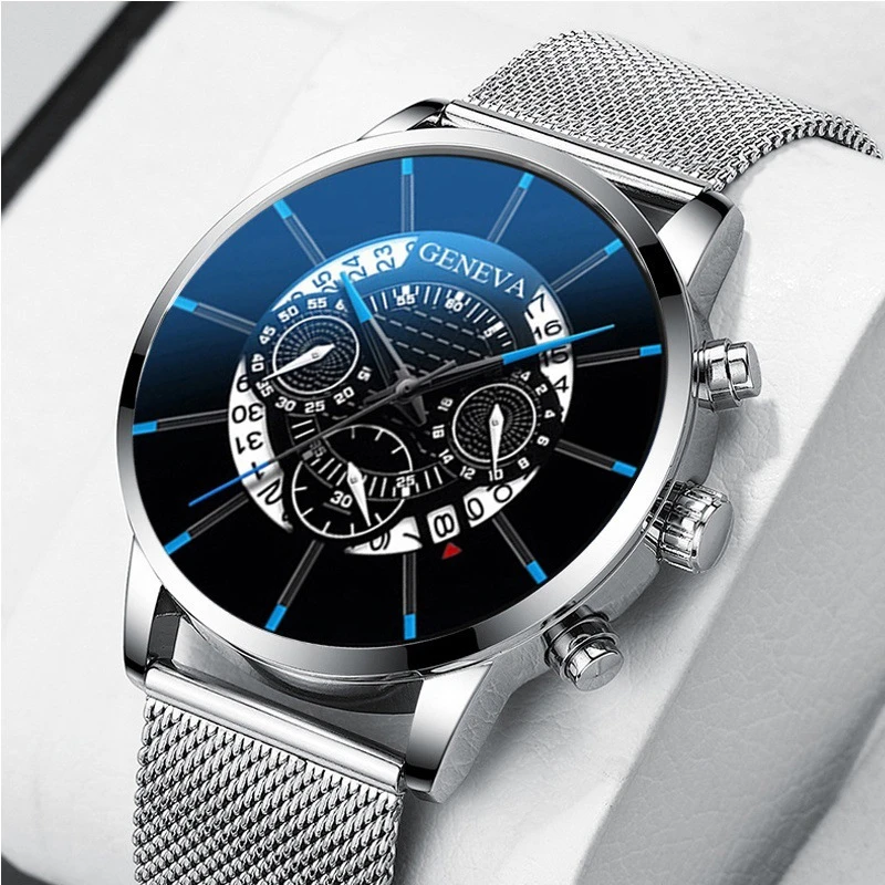 Geneva Reloj ejecutivo de acero inoxidable para Hombre, cronógrafo de  cuarzo, sencillo, a la moda, 2020|Relojes de cuarzo| - AliExpress