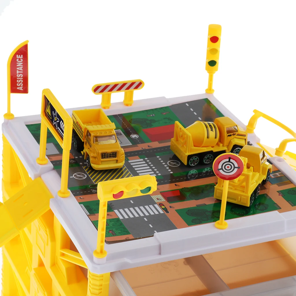 Mini Parking Lot Car Storage Garage Box Toy Building Playset -Engineering