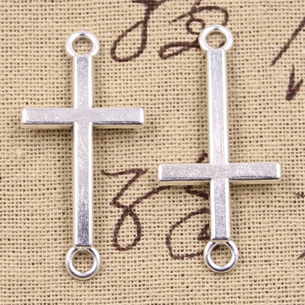 20pcs Charms coss link connector 43x20mm Antique Silver Pendants DIY Necklace Crafts Making Findings Handmade Tibetan Jewelry