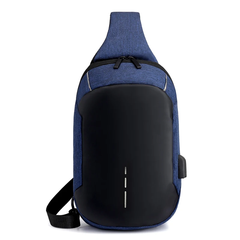 Blue Aelicy зарядка через USB Оксфорд Водонепроницаемая через плечо сумка для мужчин многофункциональная сумка-мессенджер Оксфорд унисекс нейлоновая нагрудная сумка на спине - Цвет: Blue