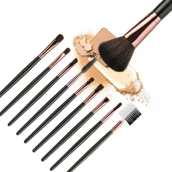 

Newest! 10pcs Rose Gold/Balck Makeup Brush Set Powder Foundation Concealer Cheek Shader Make Up Tools Kit MKXJ