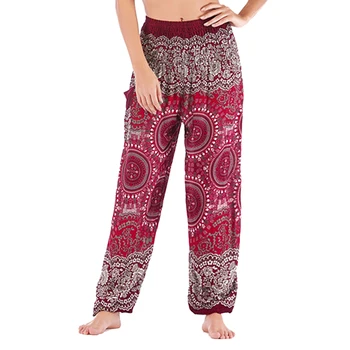 

Casual Plus Size Print Pants Woman Vintage Elastic Waist Summer Pants Female Streetwear Bohemian Trousers Beach Capris