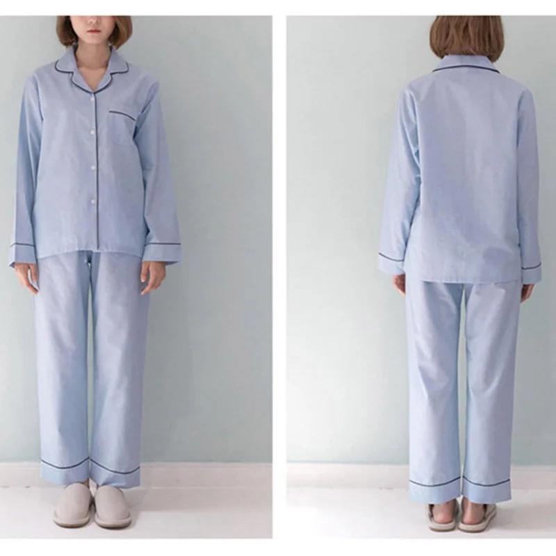 Women suit Парный Пижамный костюм, женские пижамы, одноцветные милые хлопковые женские зимние теплые пижамы, комплект с длинными рукавами и штанами, комплект из двух предметов - Цвет: Women suit