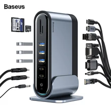 Baseus USB C концентратор type C к мульти HDMI USB 3,0 с адаптером питания док-станция для MacBook Pro RJ45 OTG usb порты usb-хаб