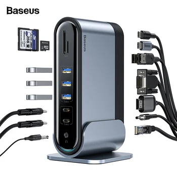 

Baseus USB C HUB Type C to Multi HDMI USB 3.0 with Power Adapter Docking Station for MacBook Pro RJ45 OTG USB Ports USB HUB