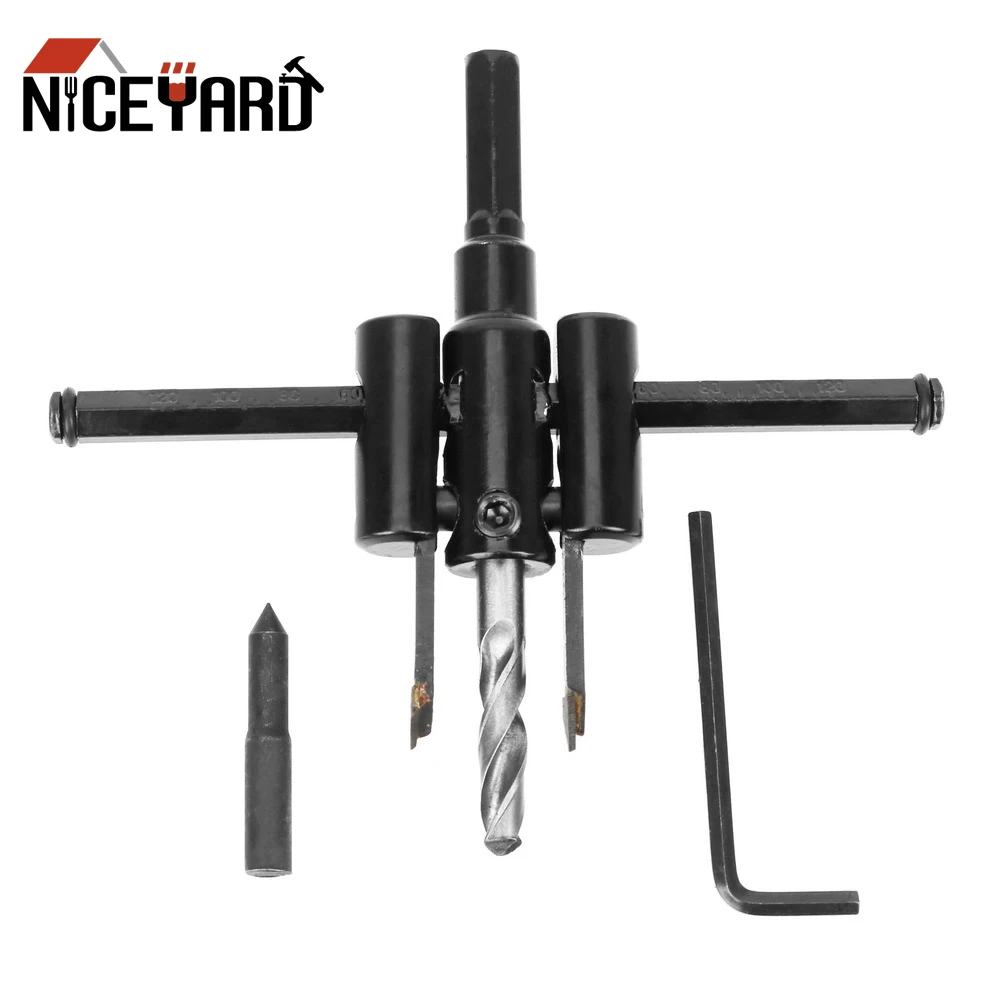 NICEYARD 40120mm Adjustable Metal Wood Circle Hole Saw Drill Bit