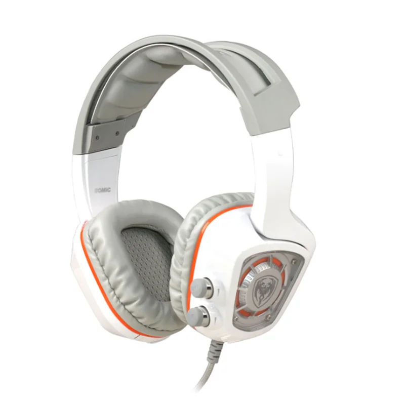 SOMiC G910 USB 7,1 Surround Sound игровая гарнитура с микрофоном светодиодный свет умная Вибрация наушники для ПК PS4 - Цвет: Белый