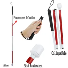 Складной слепой трость 4 секции складной слепой направляющий тростник алюминиевые прогулочные палочки-наклейки открытый походные палки костыли 11,20
