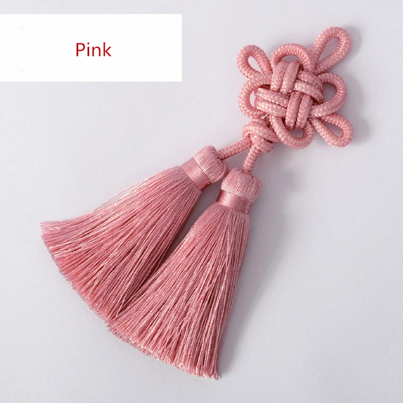 고품질 중국 매듭 더블 테일 태슬 펜던트, DIY 쥬얼리 홈 커튼 재봉 액세서리, 자동차 키 가방 장식 공예, 2 개