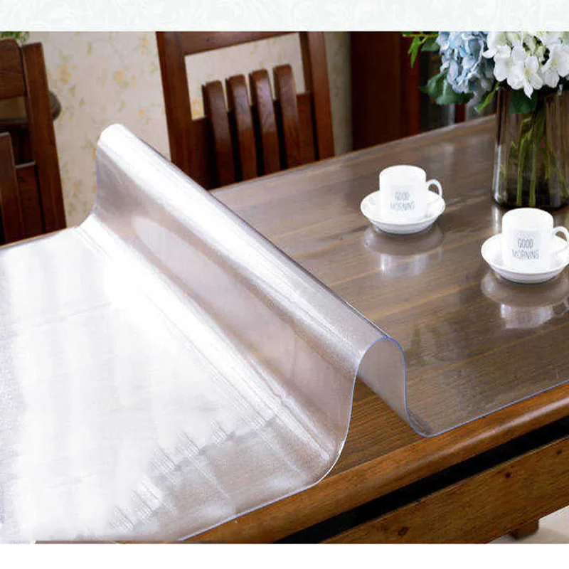 

PVC No Need To Wash Table Cloth Rectangular, Plastic Transparent Scrub Coffee Table Cloths Crystal Plate Dining Table Tablecloth