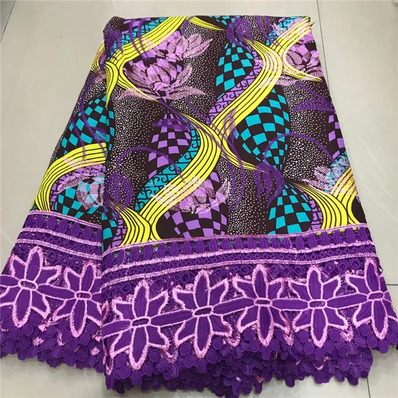 

2020 High Quality New Arrival Ankara 100% Cotton Wax Lace Wax Fabric African Embroidery Dutch Wax With Lace Fabric ZQ030313