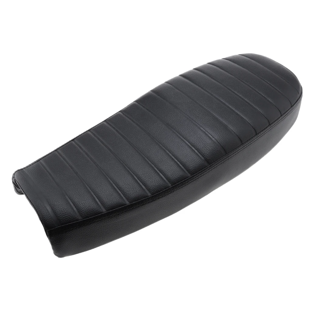 Motorcycle Flat Retro Cafe Racer Seat PU Leather Black Anti-fade