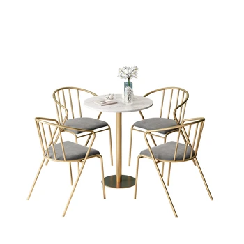 

Tea Shop Table and Chair Combination Snacks Dessert Shop Western Restaurant Dining Cafe Creative Wrought Iron Table and Chairs