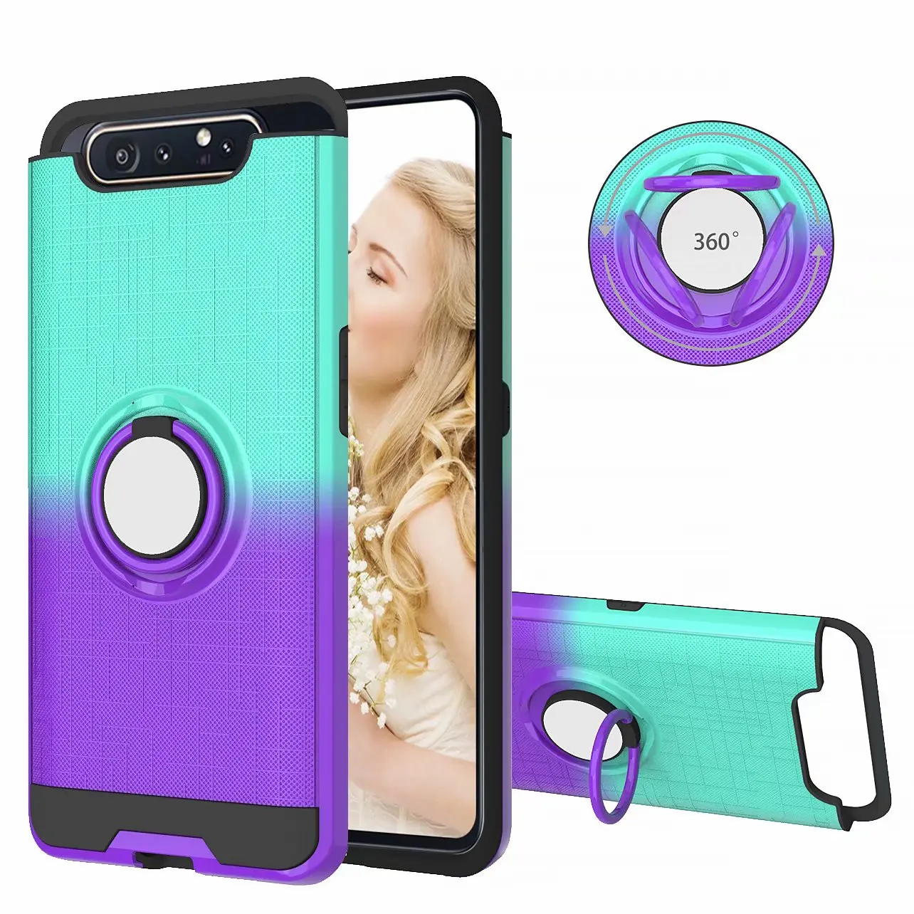 360 ° вращающийся кольцевой чехол для samsung Galaxy A20 A30 A40 A50 A505 A30S A50S A70 A80 A90 A10s противоударный 2 в 1 чехол для телефона