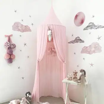 

New Nordic Chiffon Mosquito Net Hanging Dome Princess Bed Canopy Ins Style Kids Playing Tent for Nursery Kids Room Decoration .