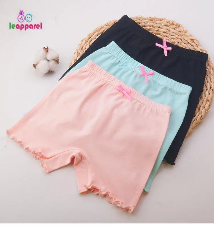

LEAPPAREL Girls Bottom Pants Solid Short Leggings Elastic Waist Cotton Autumn Kids Soft Trousers