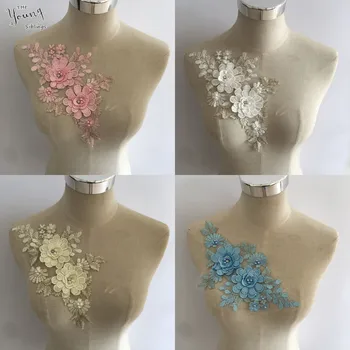 

New arrive ABS pearl Flower Lace Neckline Embroidery Lace Collar DIY Dress Applique Decoration Wedding Dress Craft Accessories