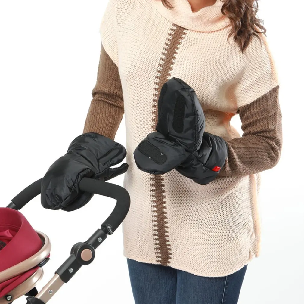 1Pair Stroller Accessories Winter Waterproof Hand Protect Gloves Anti-freeze foldable extra thick warm gloves Mum hand cover