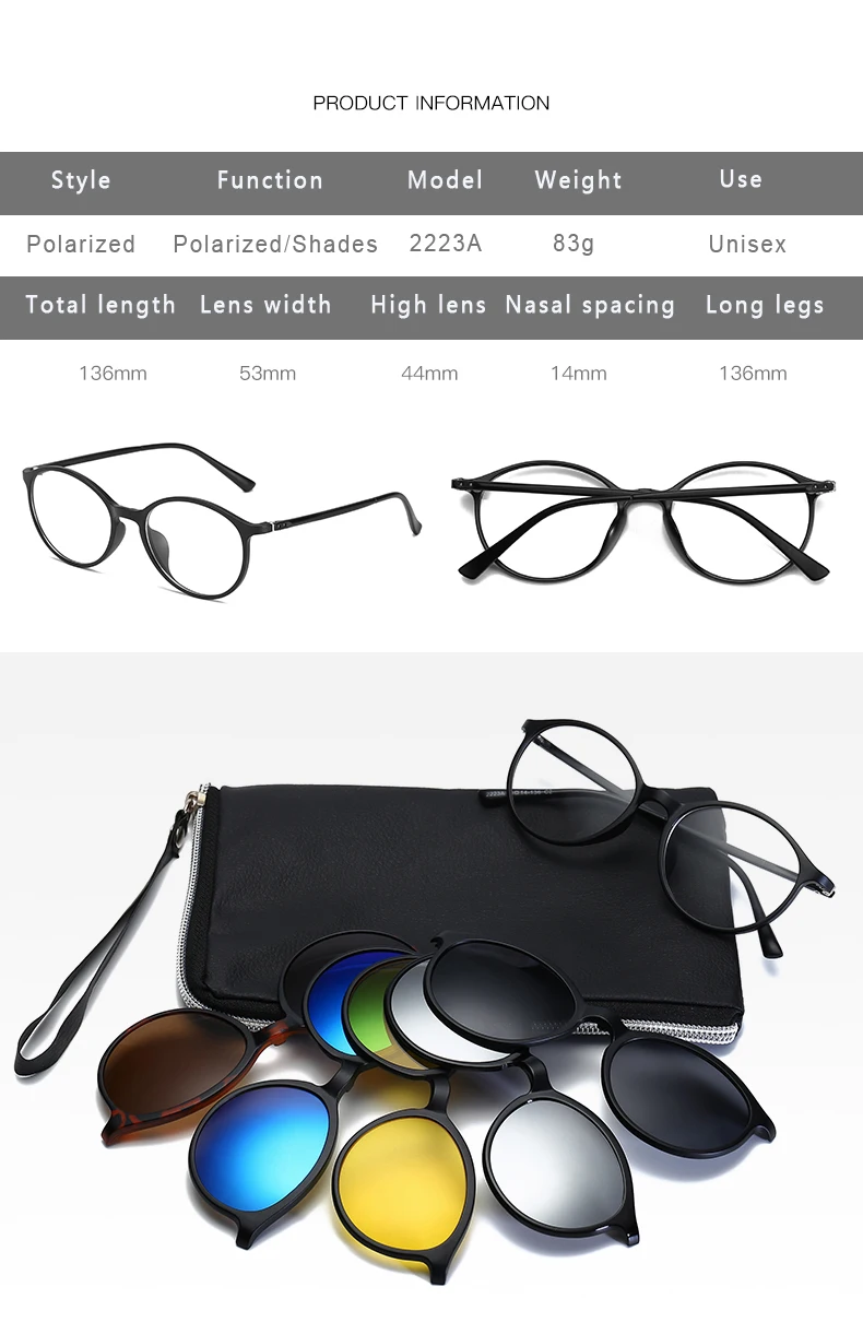 Длинные солнцезащитные очки 5 в 1, поляризованные зеркальные солнцезащитные очки на застежке, ретро очки, мужские зажимы TR90, оптические очки по рецепту, близорукость
