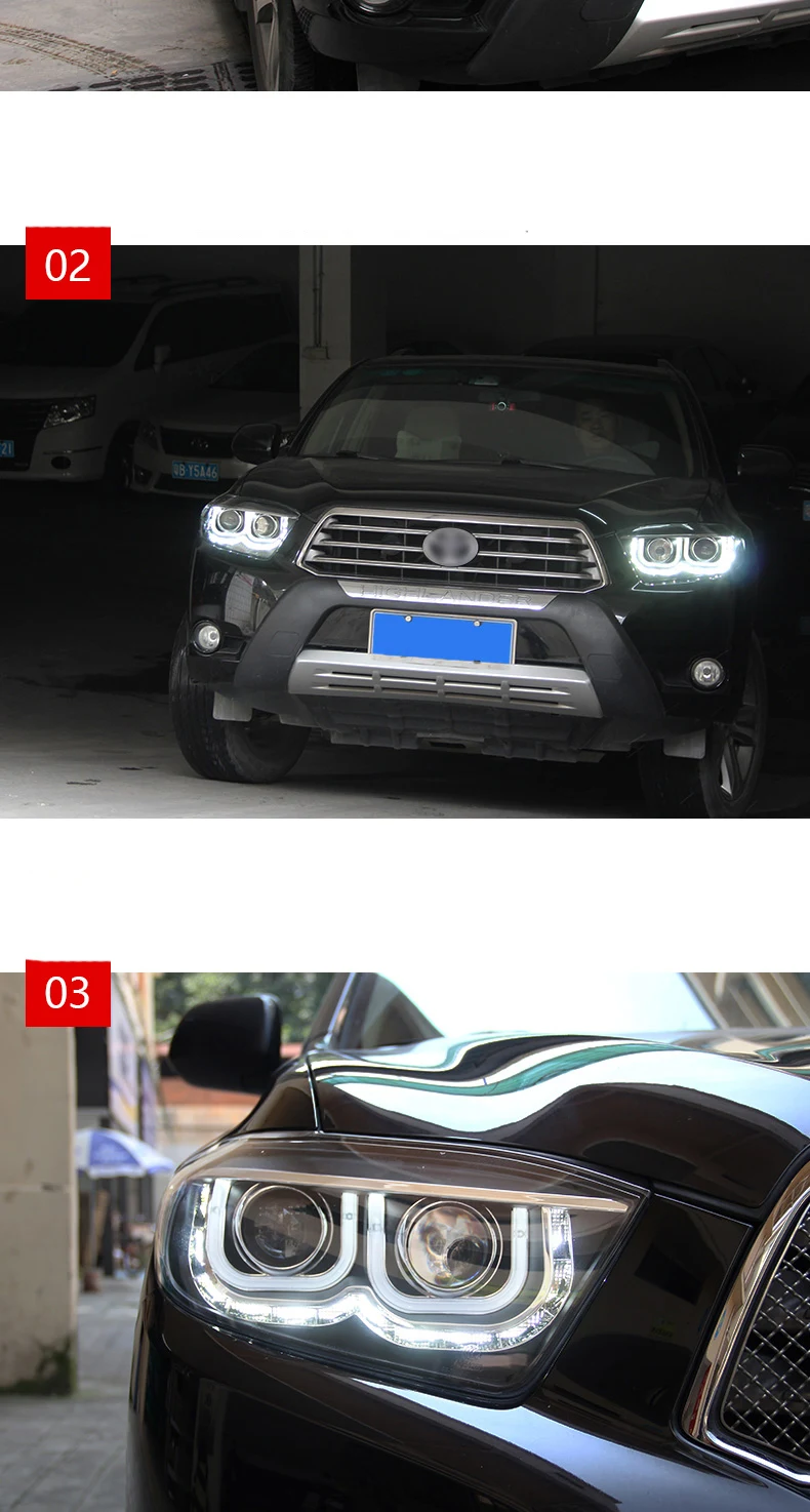 Автомобильный Стайлинг для фары Toyota Highlander 2009-2012 Светодиодная лампа дальнего света DRL Объектив двойной луч H7 HID Xenon bi xenon объектив