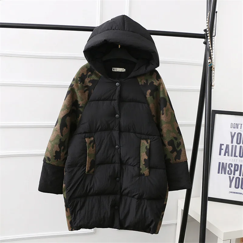 Зимняя женская парка размера плюс 6XL утепленное пальто женские камуфляжные