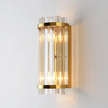 

Postmodern crystal wall lamp gold wall sconce lights AC110V 220V fashion luxury lustre living room bedroom light fixtures