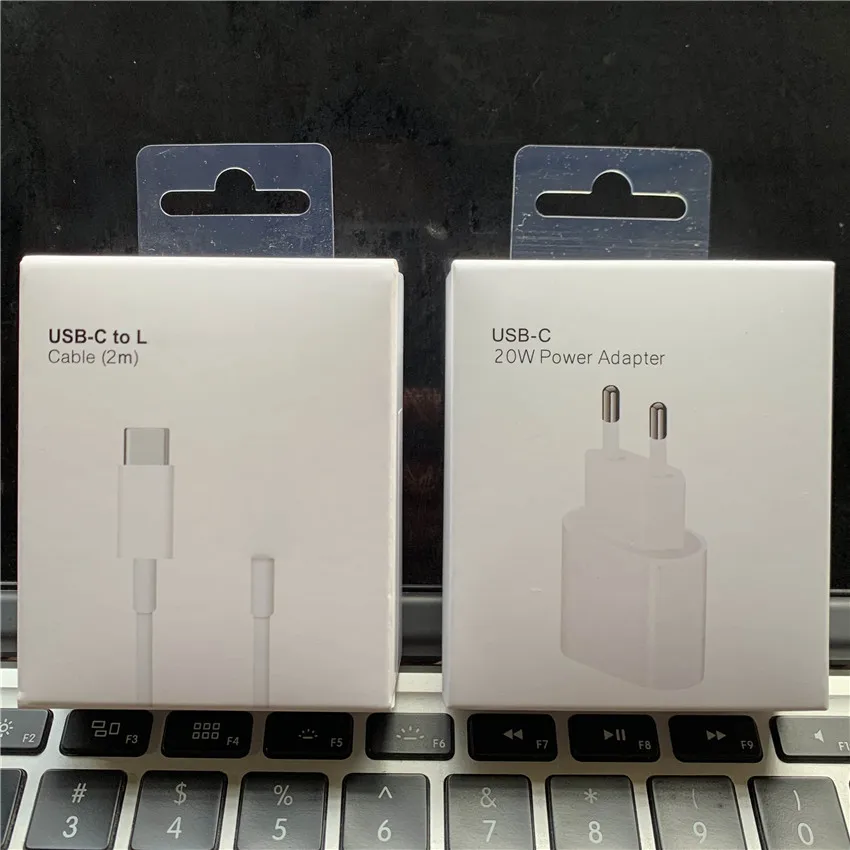Original Box 20W Charger For iPhone 12 Pro Max USB-C C2L Fast charger USB C Power Adapter Type C QC4.0 for Apple 2M Cable 11 XS