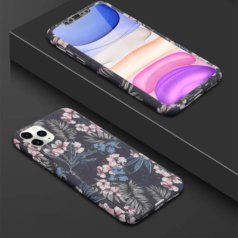 Style 14 Модный 360 градусов полный корпус защитный чехол для телефона для iPhone 6 6S 7 8 Plus X XS Max XR Зеленый Кактус Жесткий PC задняя крышка Coque - Цвет: Style 14