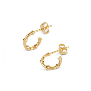 

LOZRUNVE Simple 925 Sterling Silver Minimalist Solid Plain Mini Bamboo Hoop Earring